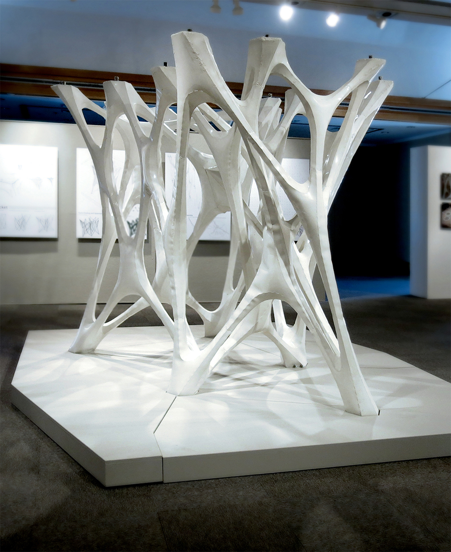 Full-scale prototypes in the Topocast Lab netted the finished Cast Thicket, shown here in the UT Arlington School of Architecture Gallery.